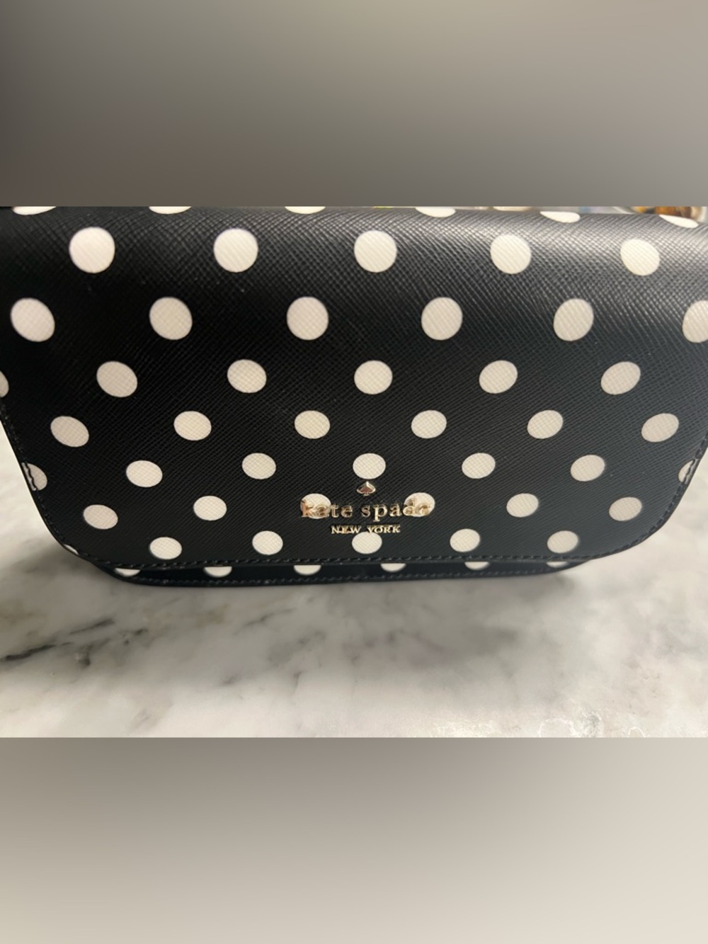 KATE SPADE Cheers
Crossbody Bag!Black & White PolkaDot Leather Purse w/GIFTBox! - Picture 7 of 10